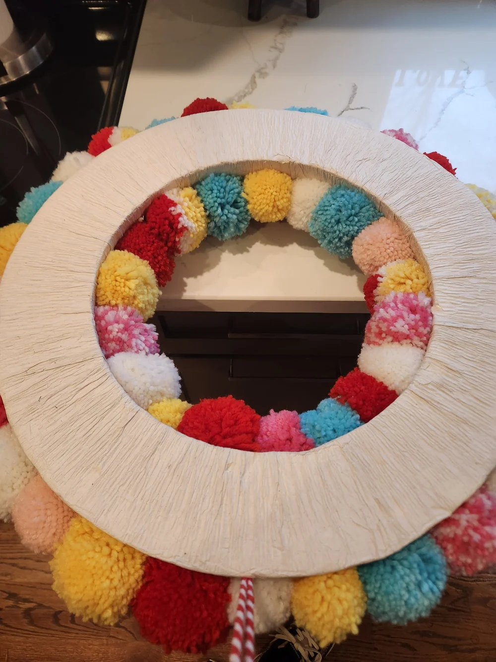 Colorful Pom Pom Wreath - Multicolor